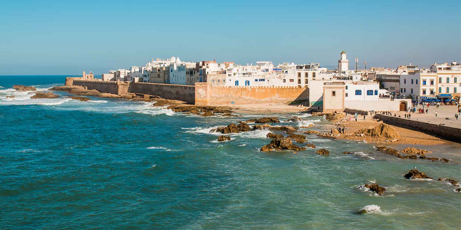 Rocky coastline and ancient city walls of Essaouira