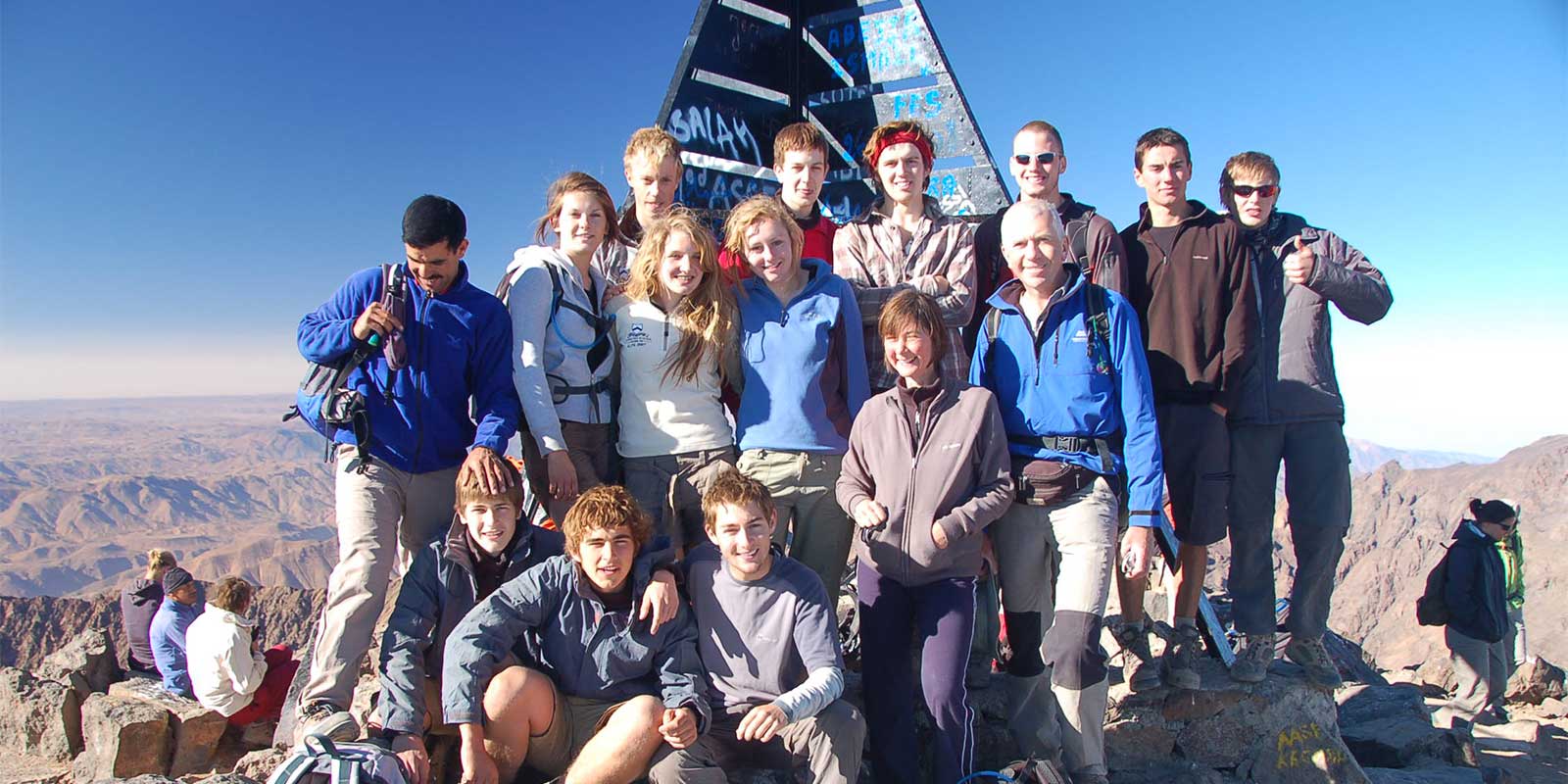 School group at the summit of Mount Toubkal
