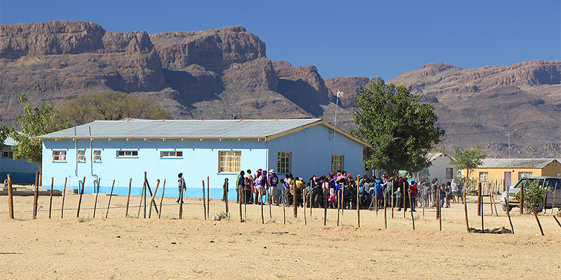 British school group at local school in Namibia