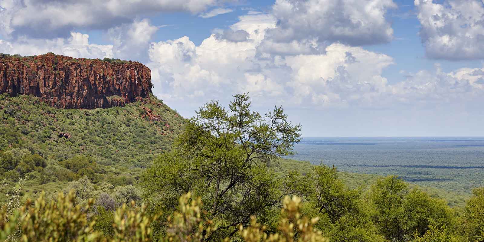 Wiew from Waterberg Plateau looking out over the grassy plains 
