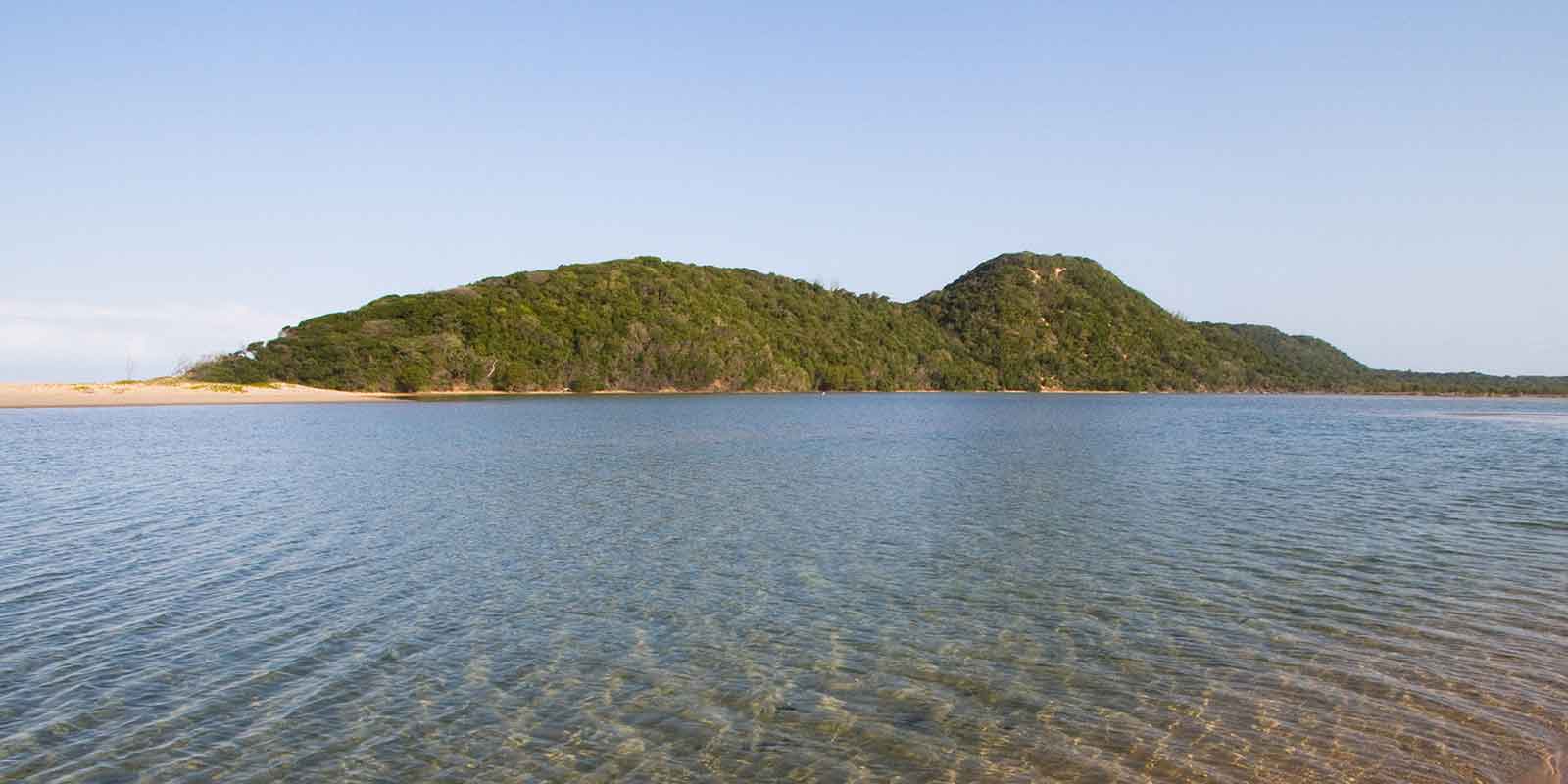 Tranquil sea and island of Kosi Bay