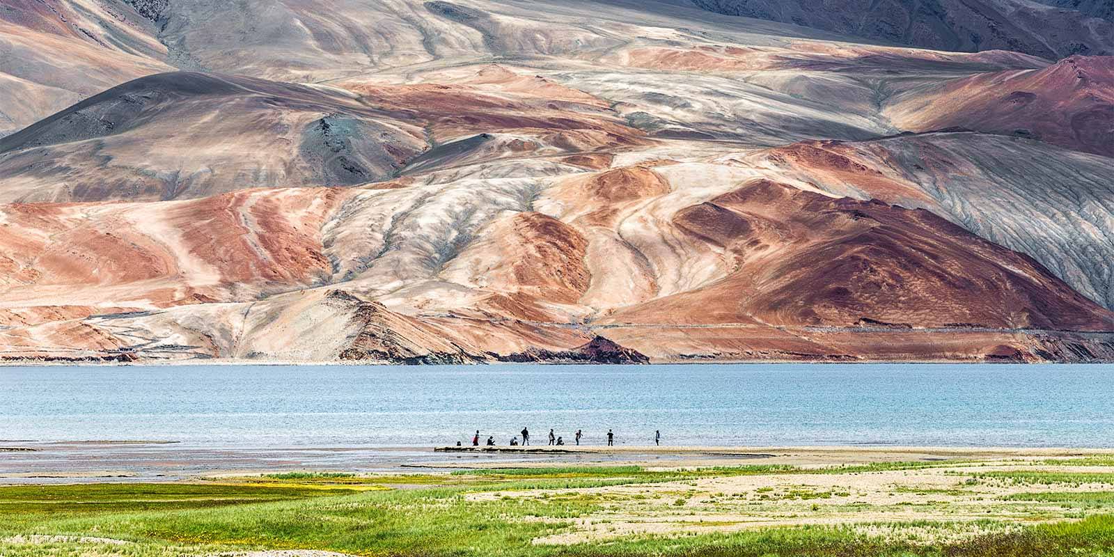 Exploring the shoreline in arid mountain valley