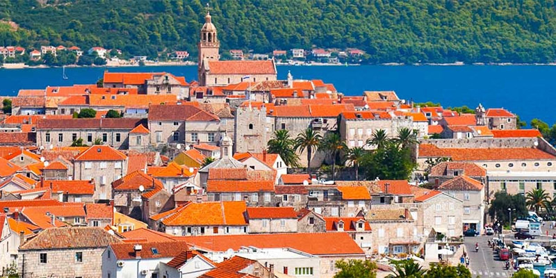 View of Croatian town on Adriatic coast