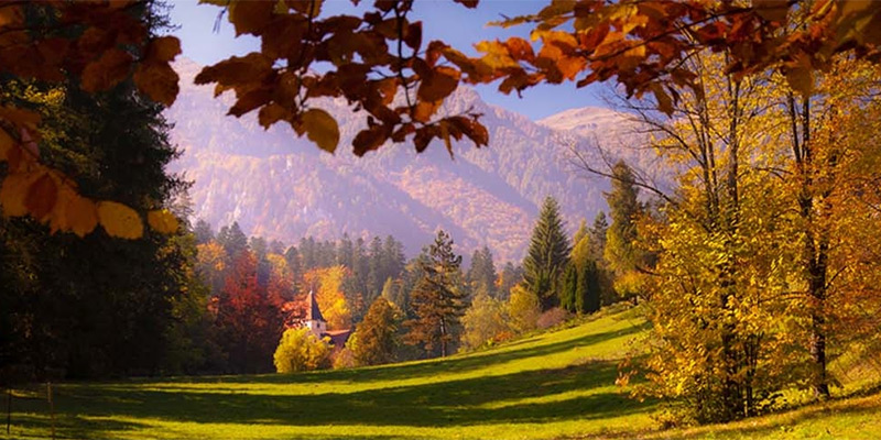 Mountainous Transylvanian valley in autumn