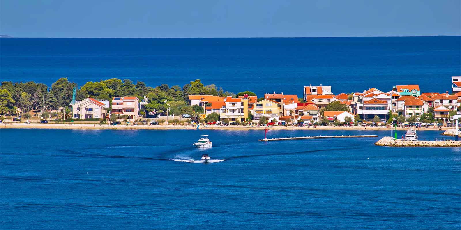 View of Zadar coastline with deep blue Dalmatian sea
