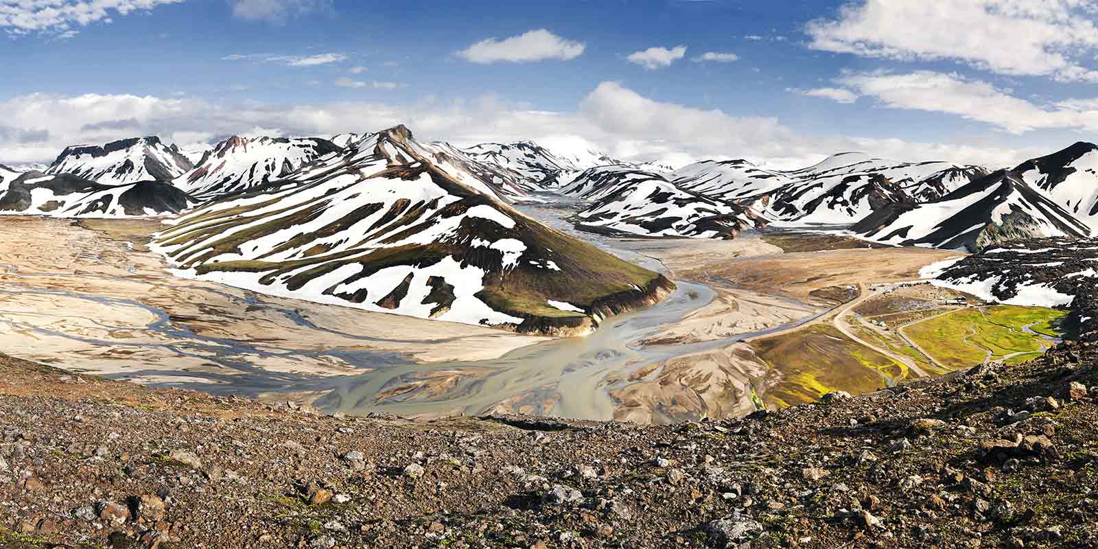 View of starting point of Laugavegur Trail to Thorsmork