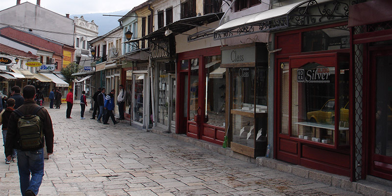 Street bazaar in town of Skopje Macedonia