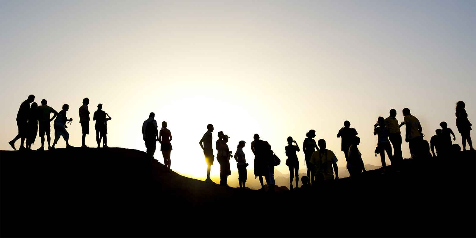 Silhouette of group at sunset