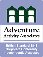 Adventure Activity Associates logo: British Standard 8848 Corporate Conformity Independently Assessed.