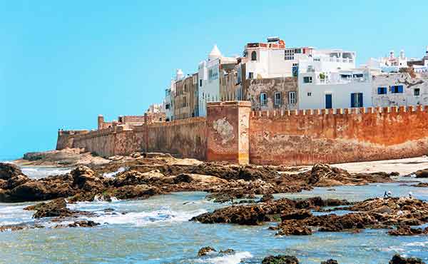 Rocky coastline and ancient city walls of Essaouira