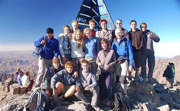 School group at the summit of Mount Toubkal