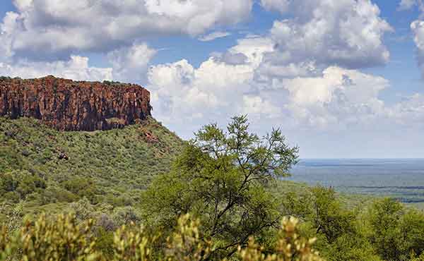 Wiew from Waterberg Plateau looking out over the grassy plains 