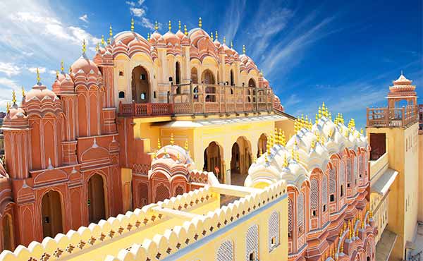 Top of the colourful Palace of the Winds