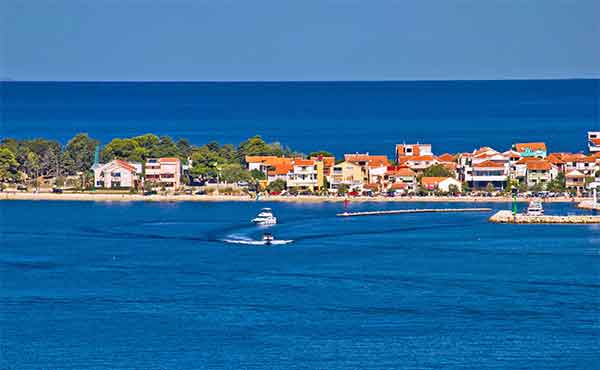 View of Zadar coastline with deep blue Dalmatian sea