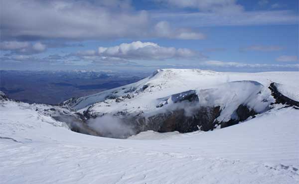 Eyjafjallajokull volcano in Iceland covered in snow